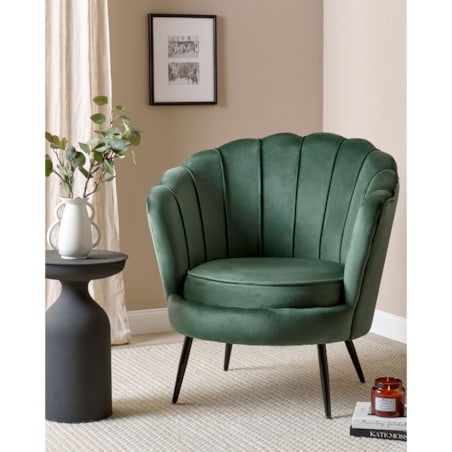 Fotel welurowy zielony LOVIKKA