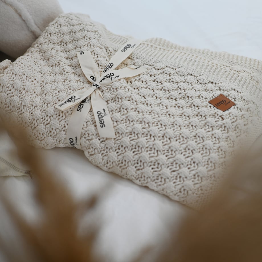 Koc dzianinowy Senpo Orzechowy