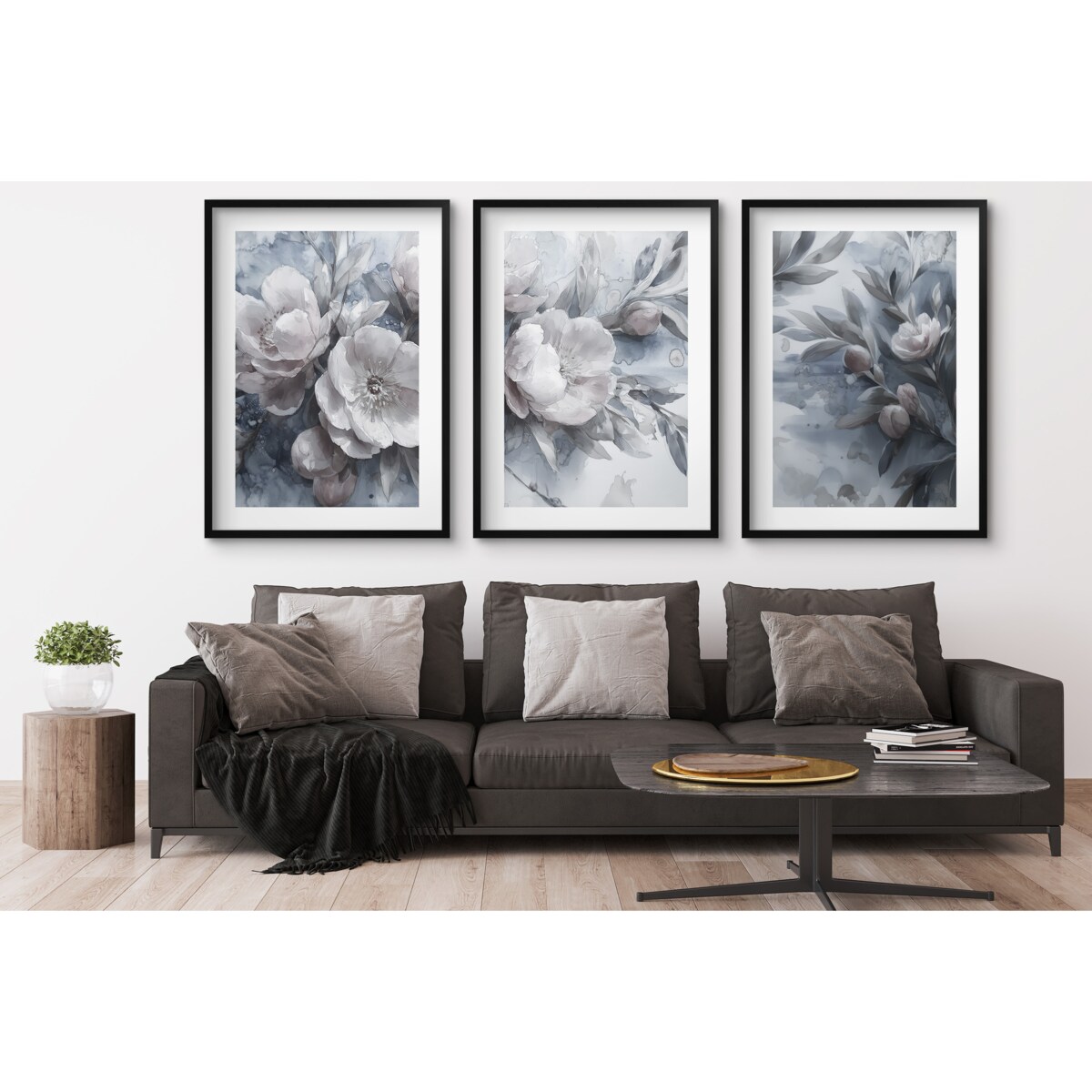 Pastelowe Obrazy Plakaty na ścianę ścienne w czarnej ramie Kwiaty do salonu