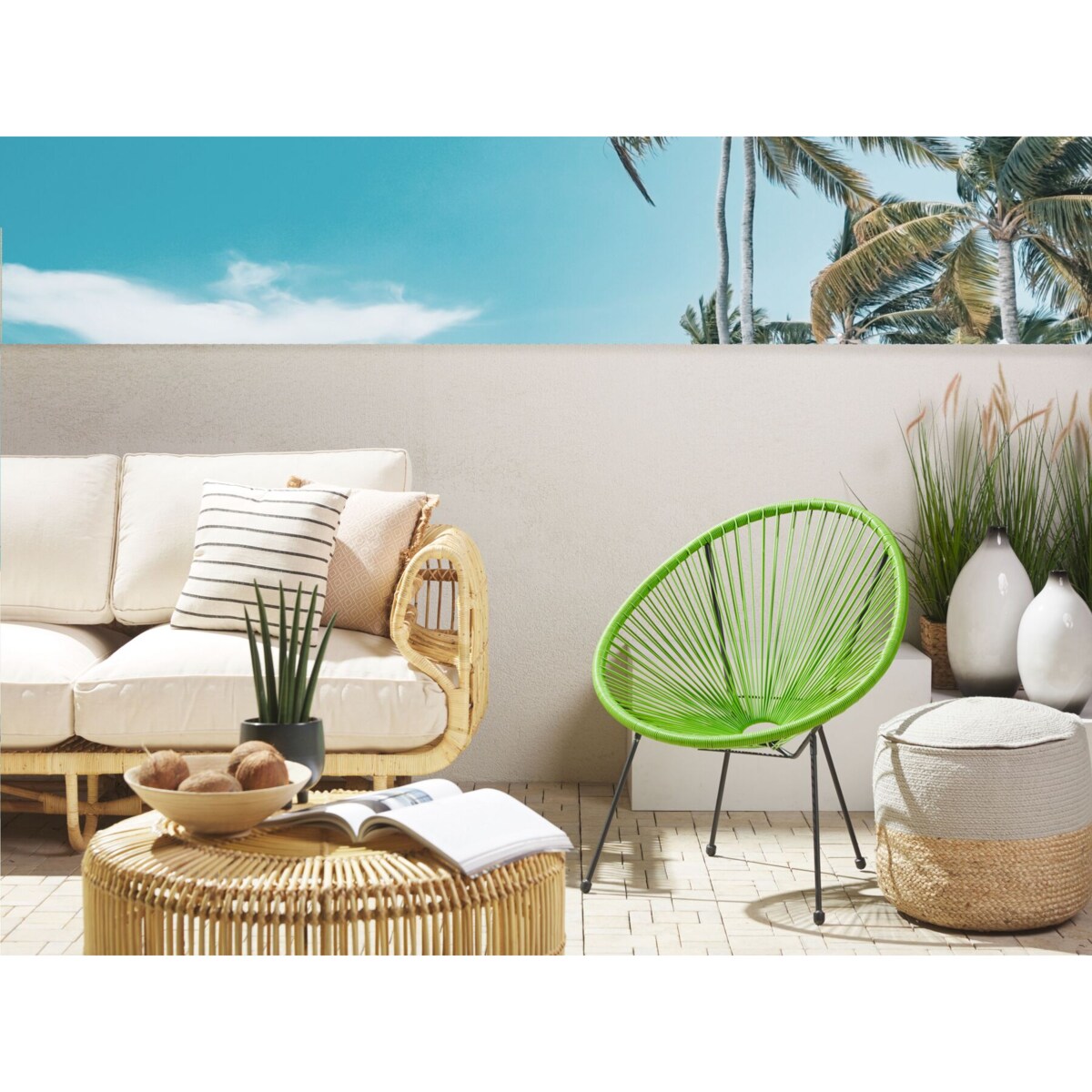 Krzesło z technorattanu zielone ACAPULCO II