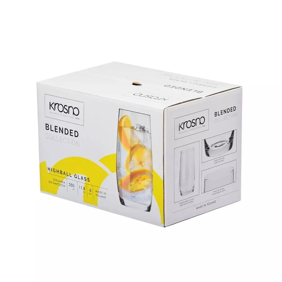 Szklanki do soku wody long KROSNO Blended 350ml 6 sztuk KOMPLET NA PREZENT