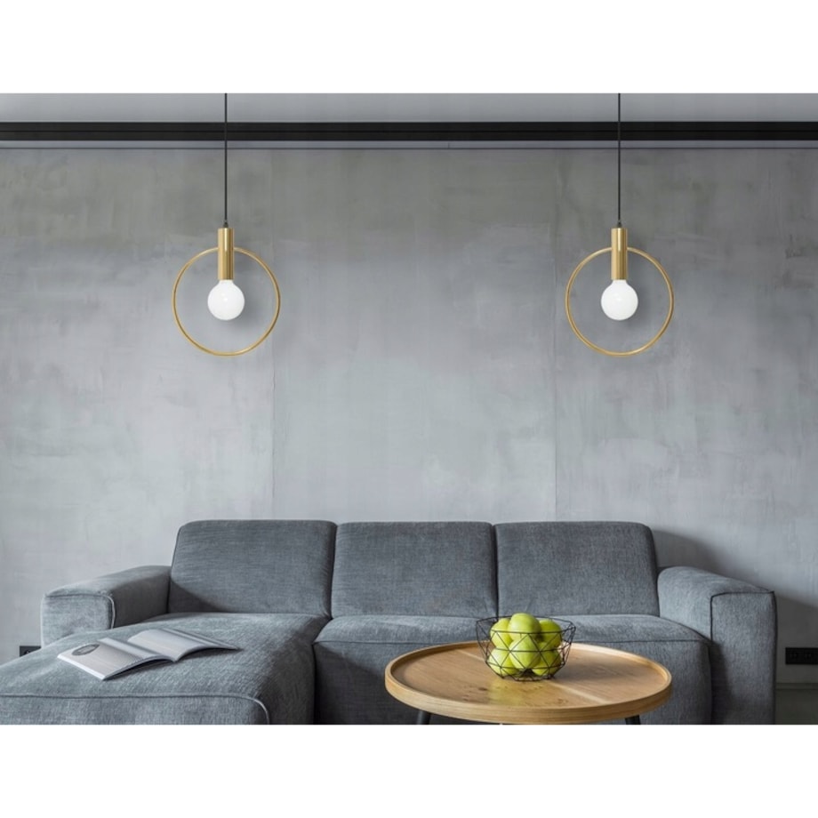 Lampa Sufitowa Złote Metalowe Koło Loft