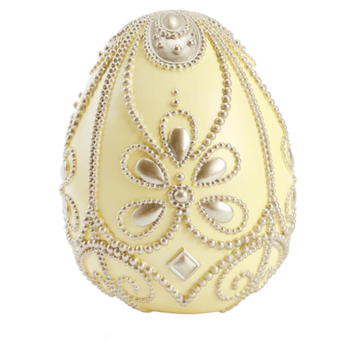 Dekoracja - jajko ceramiczne 20,5x16,5x16,5 cm UOVO żółte ze złotem