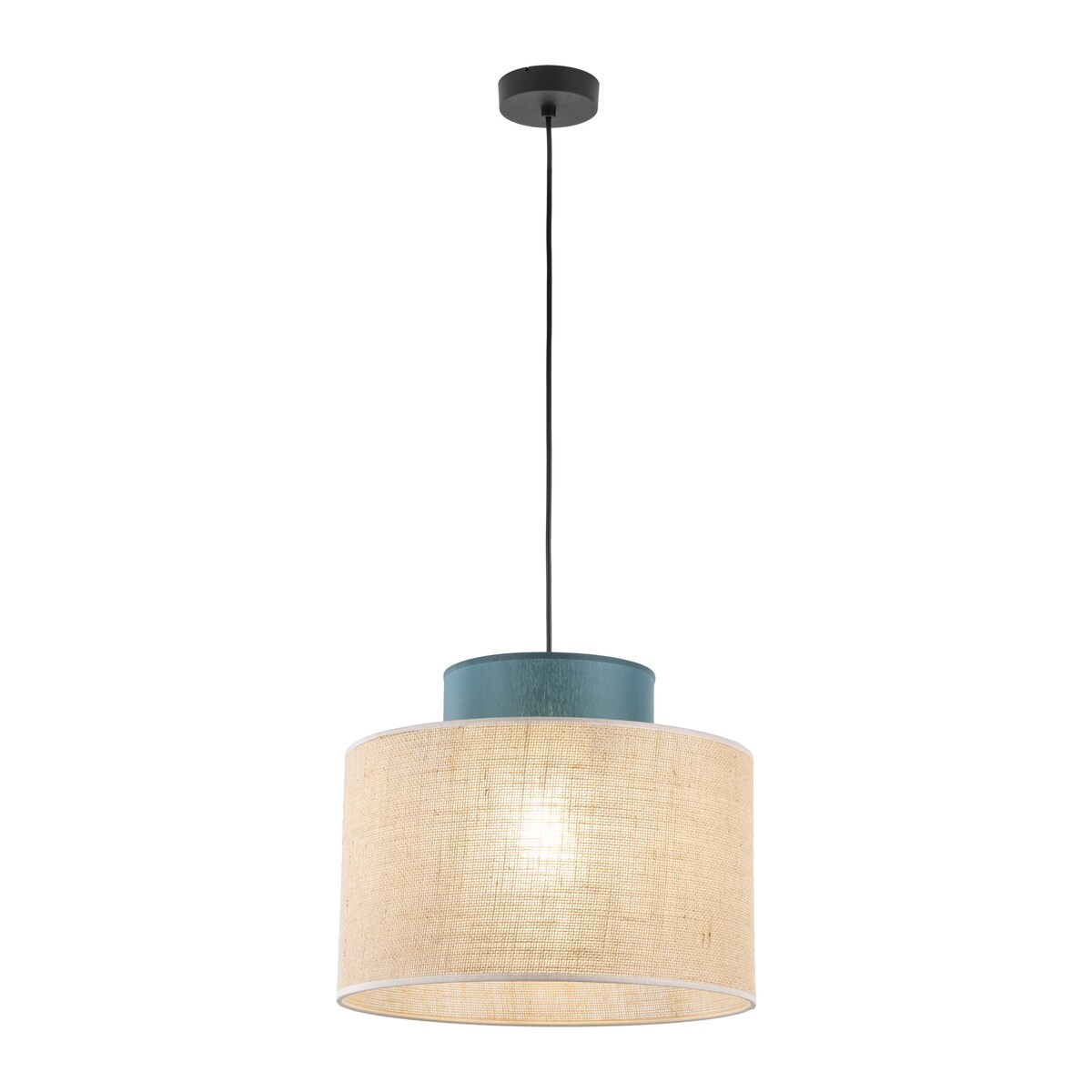 Lampa wisząca TK Lighting DUO JUTA GREEN 3256 E27 zielona jutowa regulowana 38 cm do salonu i jadalni