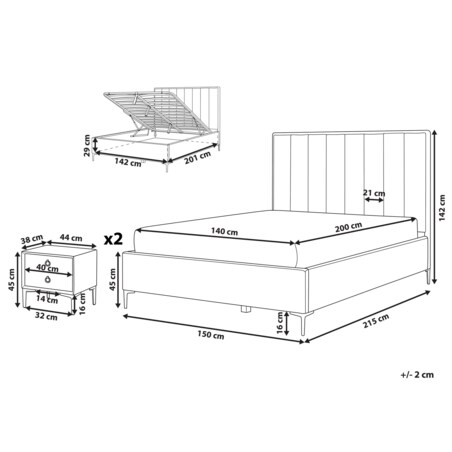 Zestaw mebli do sypialni welurowy 140 x 200 cm zielony SEZANNE