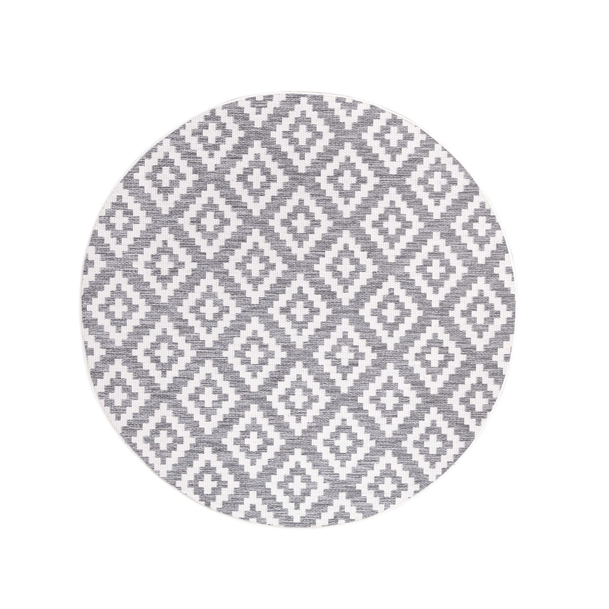 Dywan okrągły na zewnątrz i do wnętrz romby Sunny 4610 Szary Krem 160x160