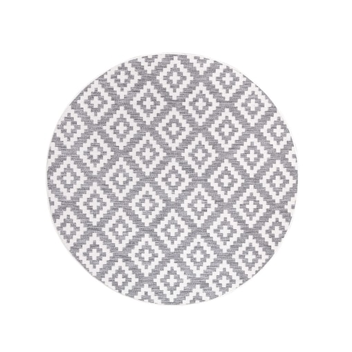 Dywan okrągły na zewnątrz i do wnętrz romby Sunny 4610 Szary Krem 160x160