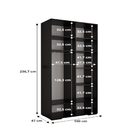 Szafa przesuwna Garderoba MANHATTAN RYFEL 2 200 gł. 47 biały