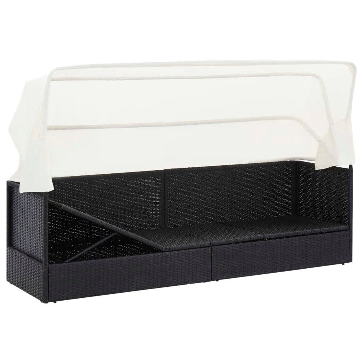 vidaXL Sofa ogrodowa z zadaszeniem, czarna, polirattanowa