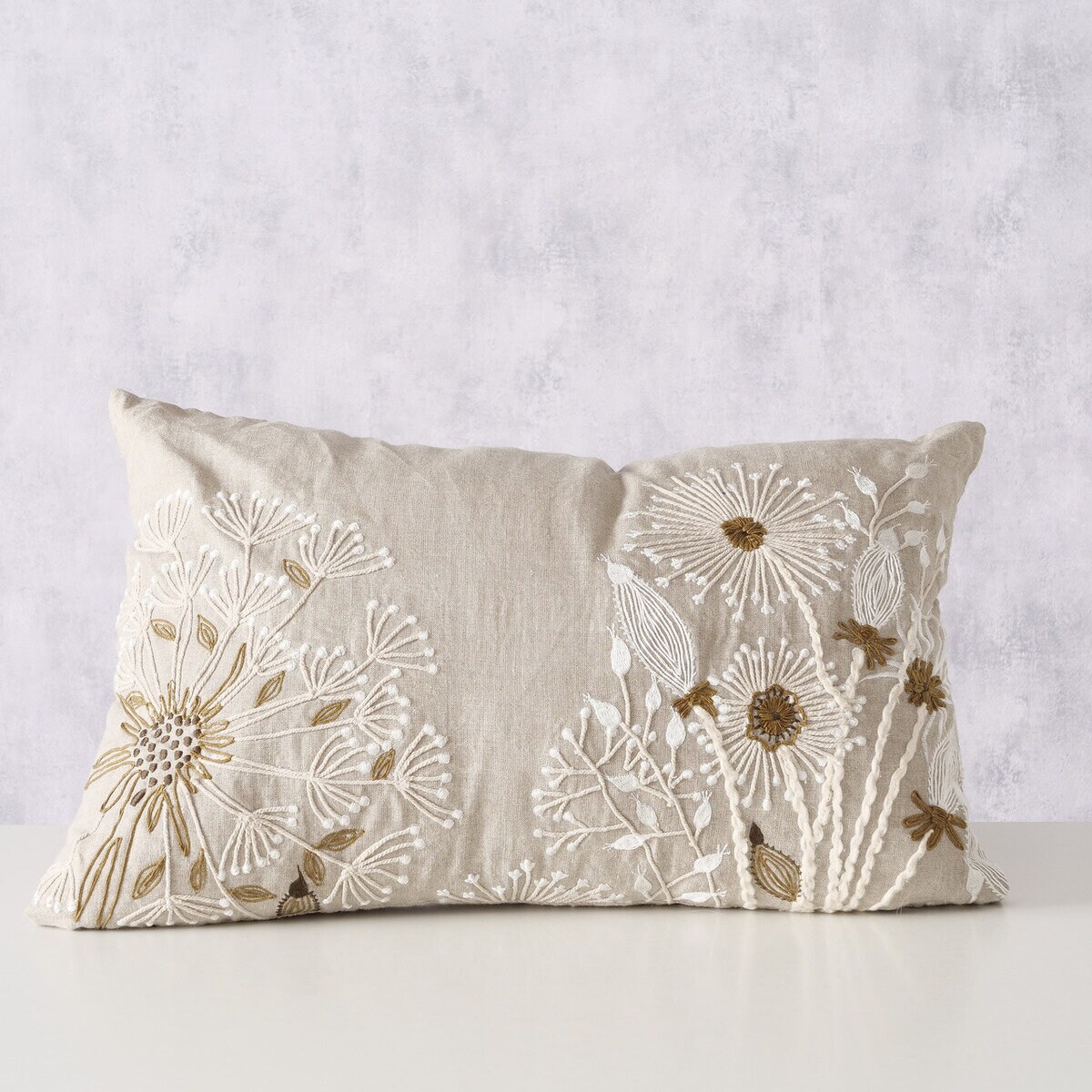 Poduszka dekoracyjna FINNA, kwietny wzór, 100% len