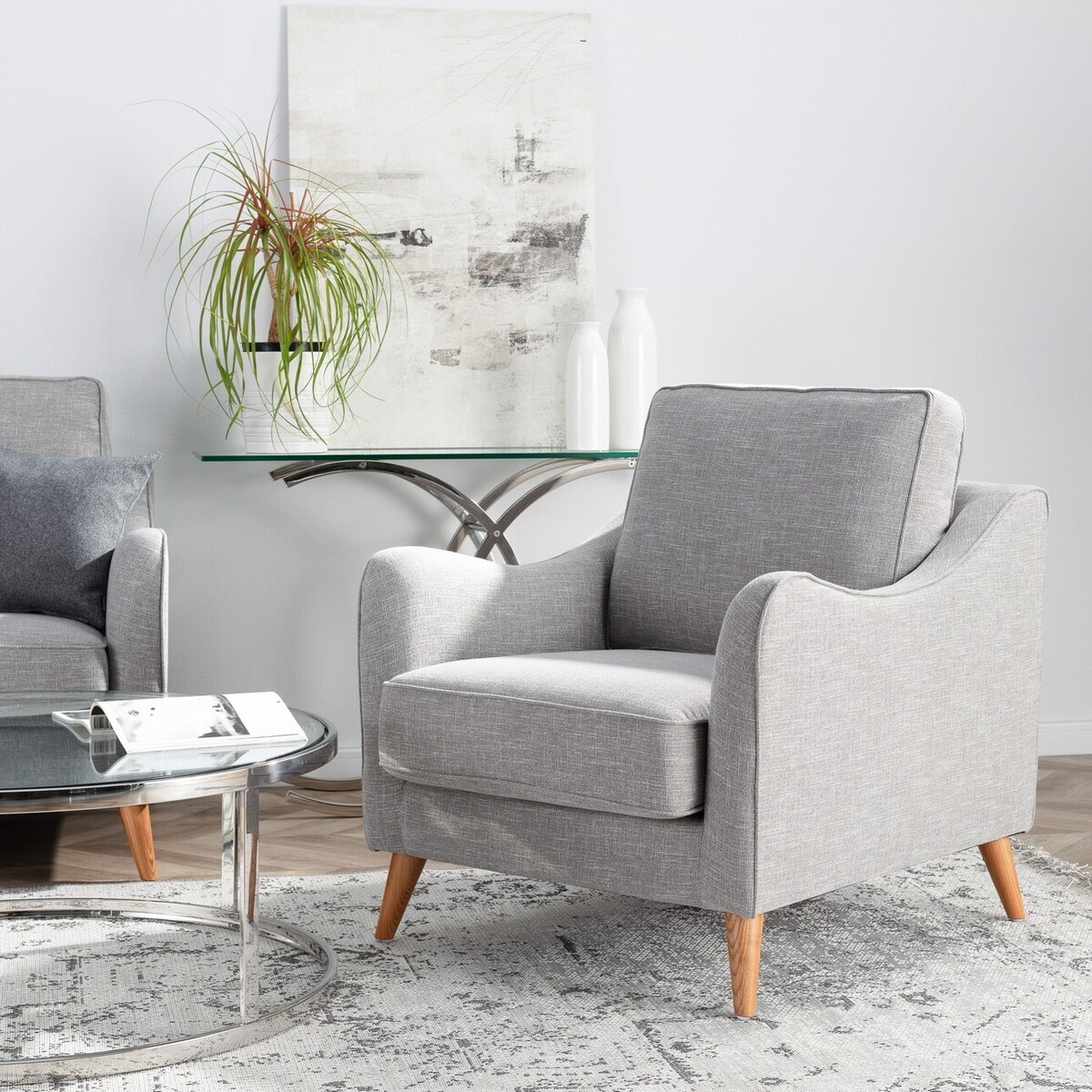 Fotel Venuste linen grey, 78 x 90 x 90 cm