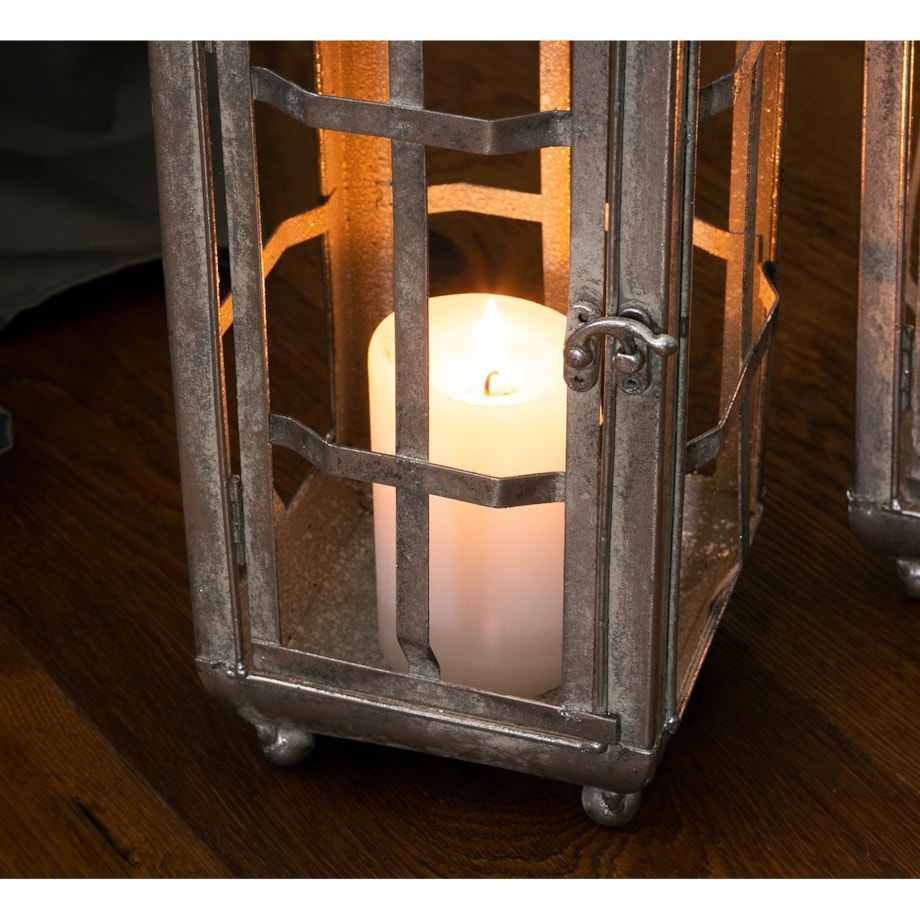 2 szt. LAMPION STYL LOFT metalowy srebrny