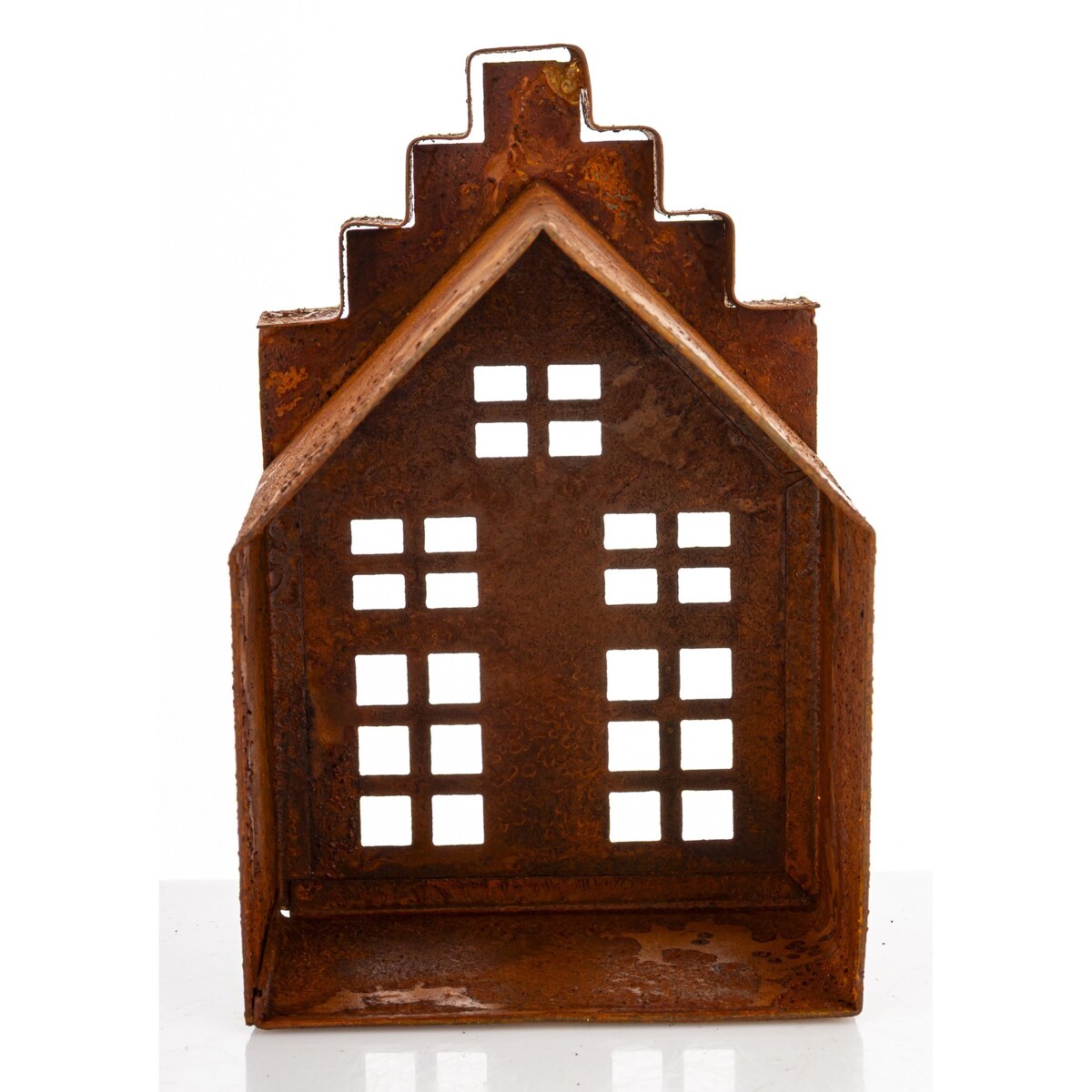 Dekoracja - domek metalowy rdzawy 15x10x7,5 cm RUGGINE small