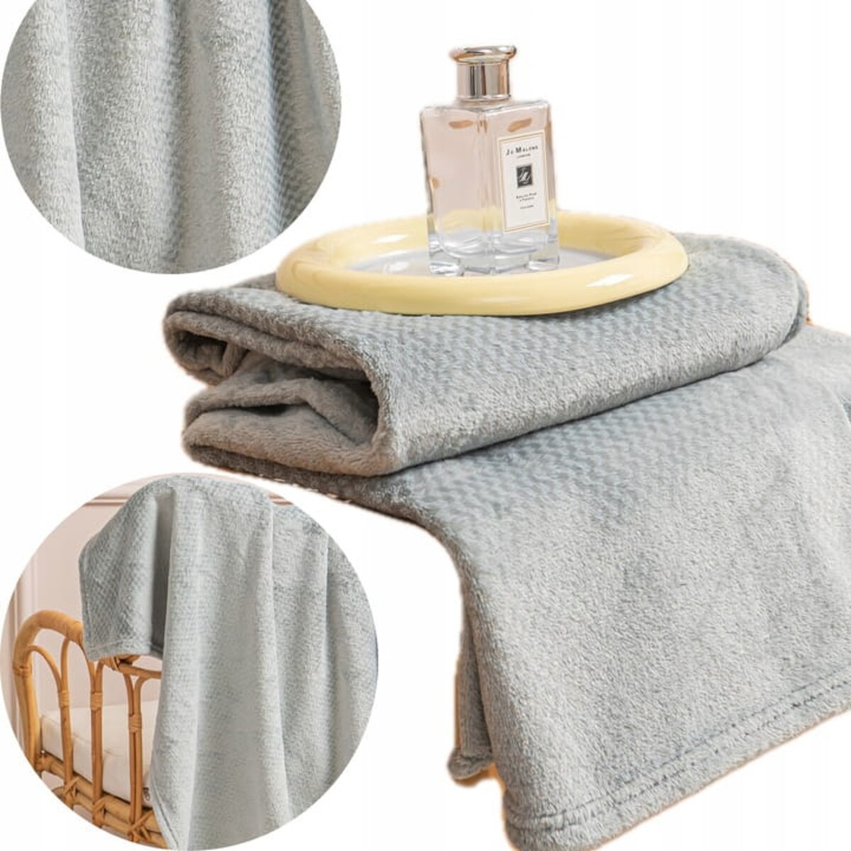 Miękki Koc Narzuta Pled na Łóżko 200 x 220 cm mikrofibra milutki Szary Willy