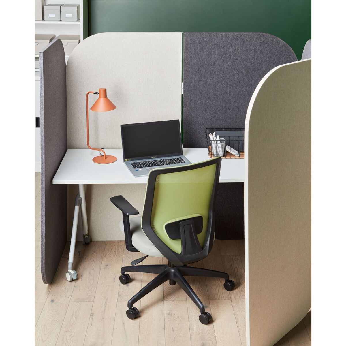 5-panelowa akustyczna ścianka działowa 400 x 160 cm szaro-beżowa SHADY