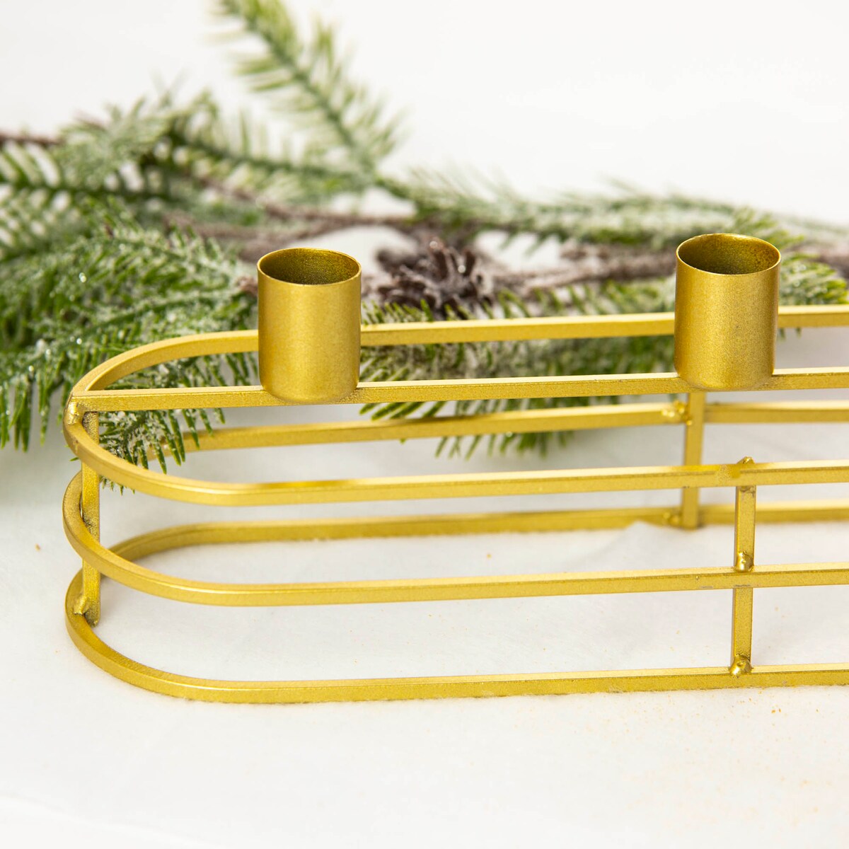 Świecznik Podstawka Na Świeczki Stojak Potrójny Metalowy Złoty 30X8 Cm