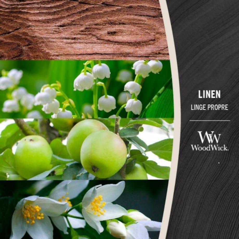 WoodWick świeca średnia LINEN