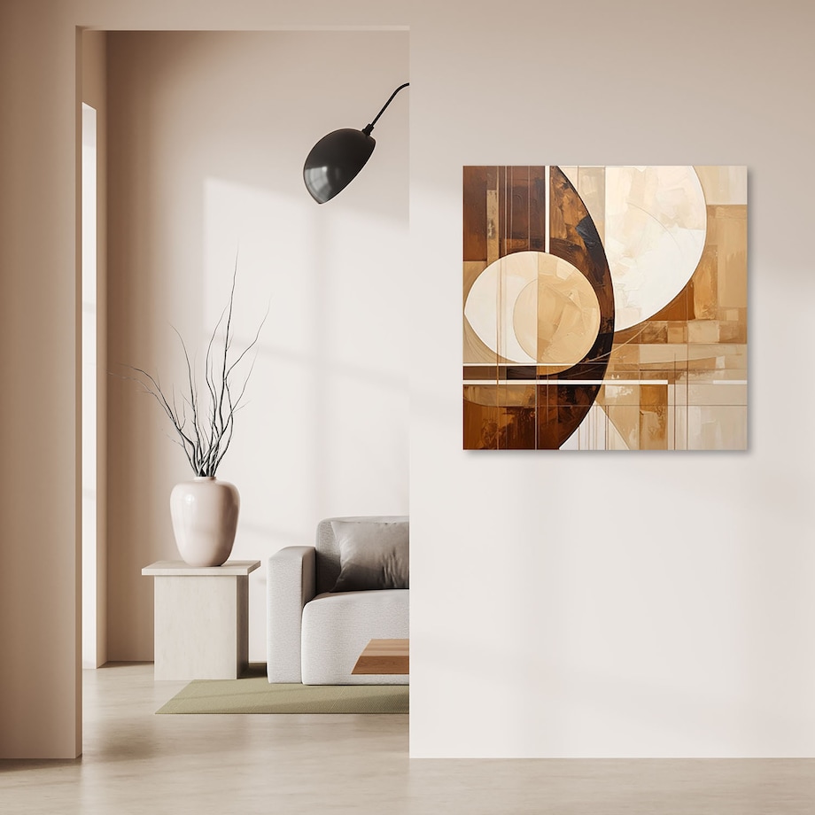 Obraz do salonu sypialni kuchni, Abstrakcyjne koła kształty w odcieniach beżu i brązu