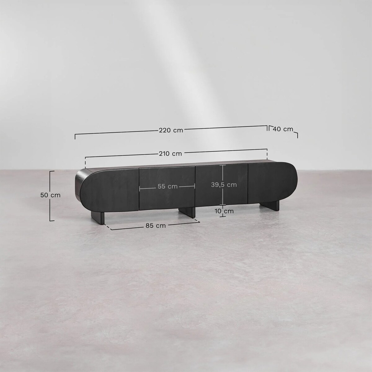 Komoda RTV 220x40 cm z drewna mango Agathe, naturalna