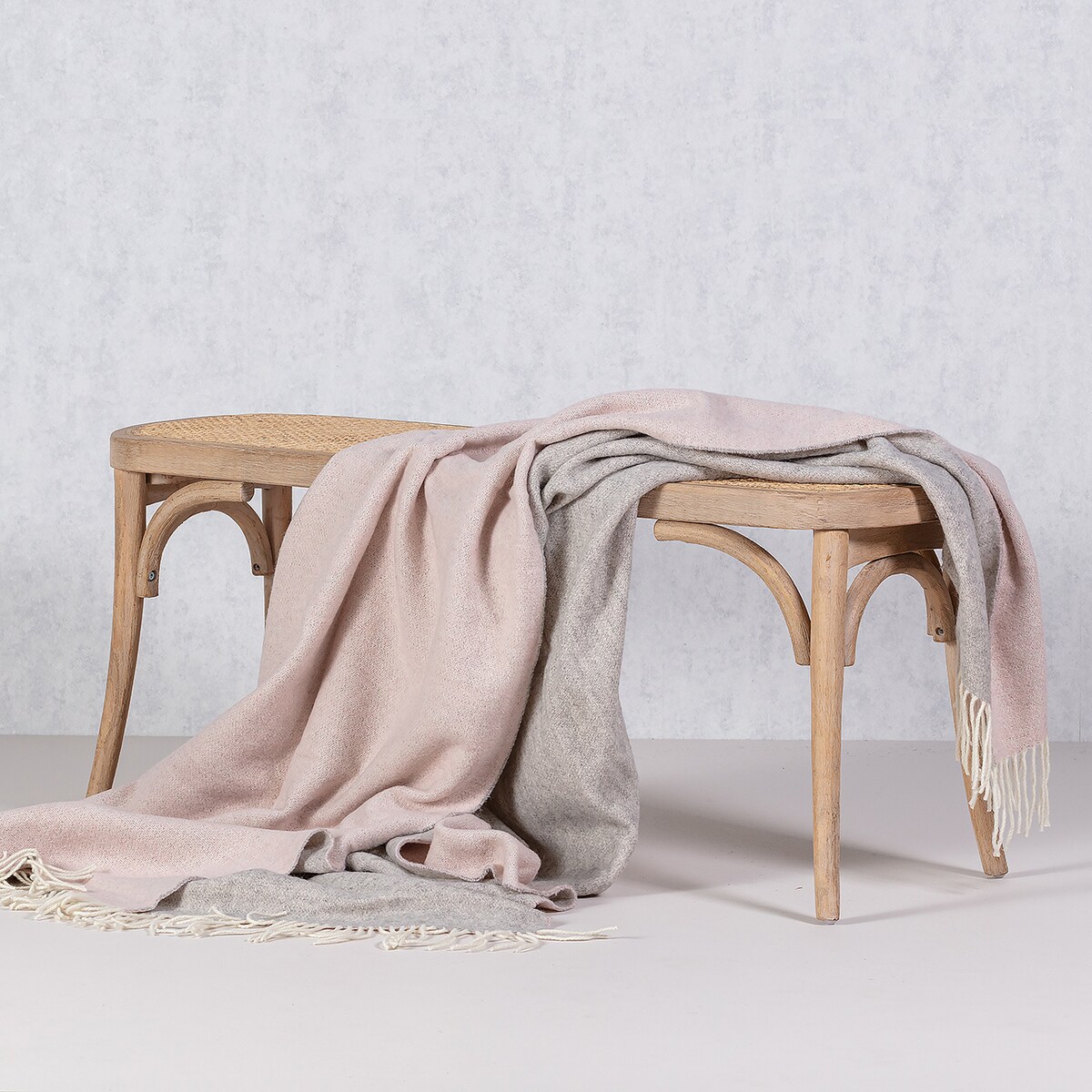 Pled Merinos 140x200cm melange grey pink, 140 x 200 cm