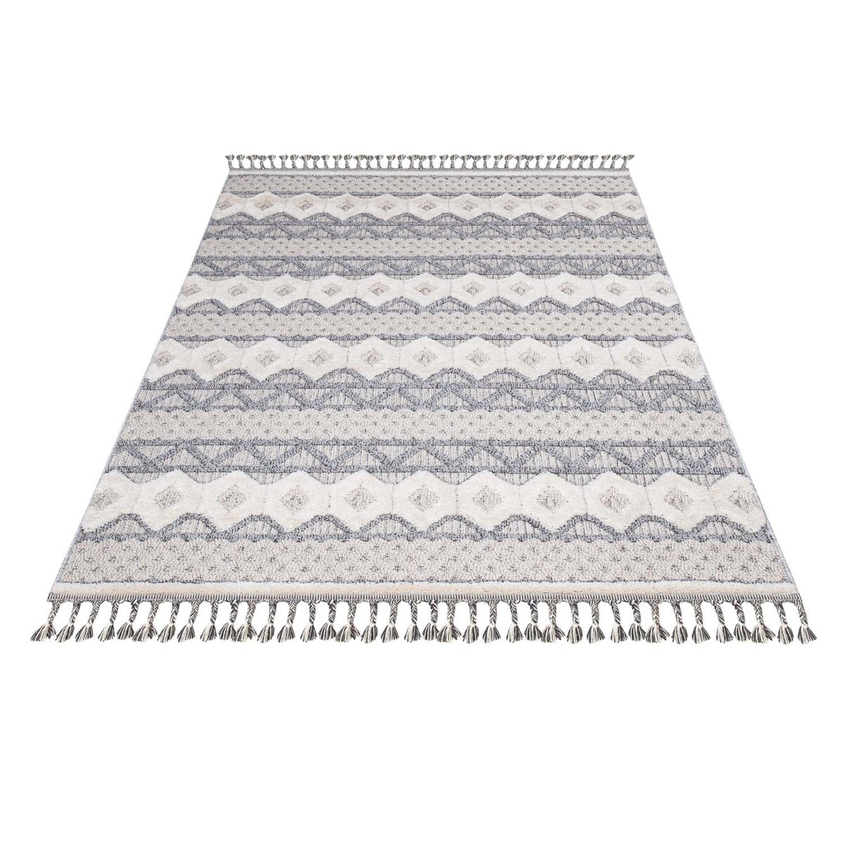 Dywan z frędzlami Cut&Loop Boho-Chic Valora 7280 Szary 160x230