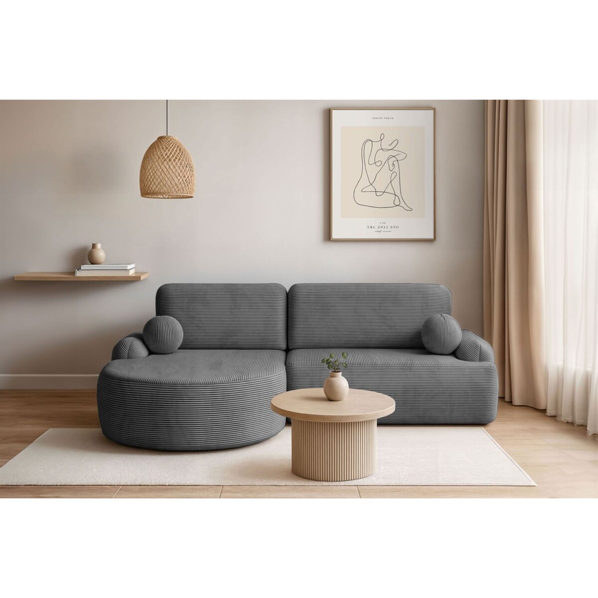 Zaokrąglony narożnik CLEO II z funkcją spania, wersja lewa, Poso 60