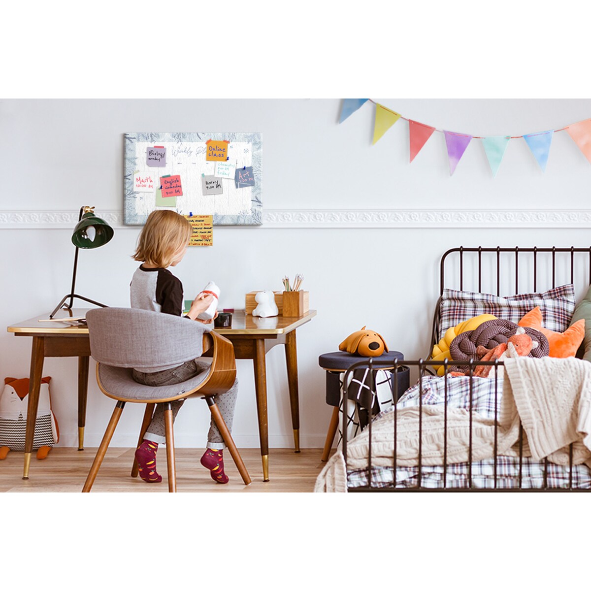 Tablica korkowa Planer tygodniowy 60x40cm - drewniane pinezki