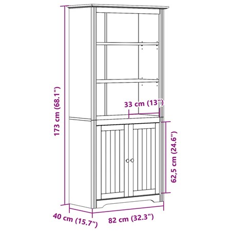 vidaXL Biblioteczka BODO, szara, 82x40x173 cm, lite drewno sosnowe