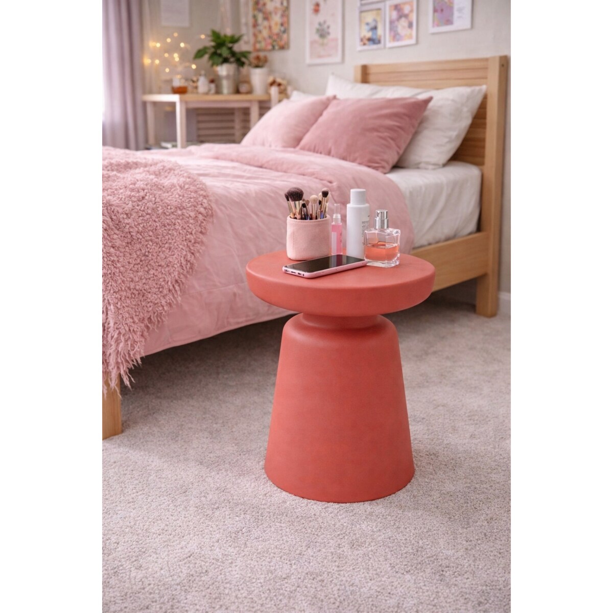 Stolik Kawowy LUMI Plastikowy CZERWONY Nowoczesny DESIGN Stolik Nocny