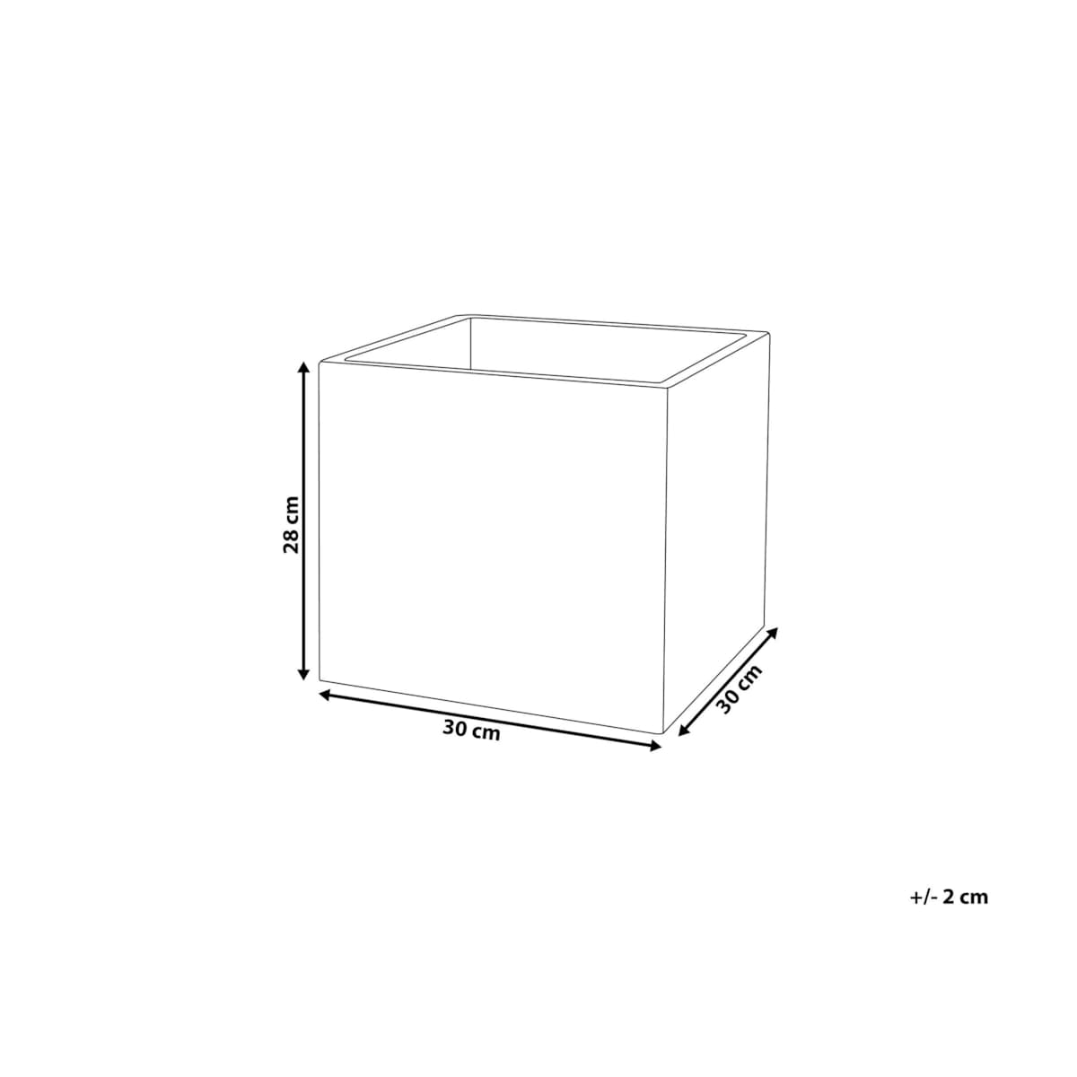 Doniczka kwadratowa 30 x 30 x 28 cm biała PAROS