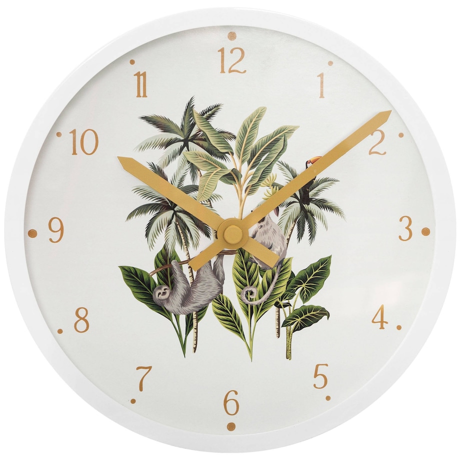 Zegar ścienny TROPIC z motywem roślinnym, Ø 22 cm