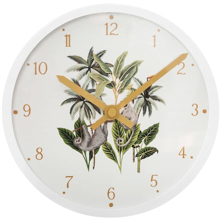 Zegar ścienny TROPIC z motywem roślinnym, Ø 22 cm
