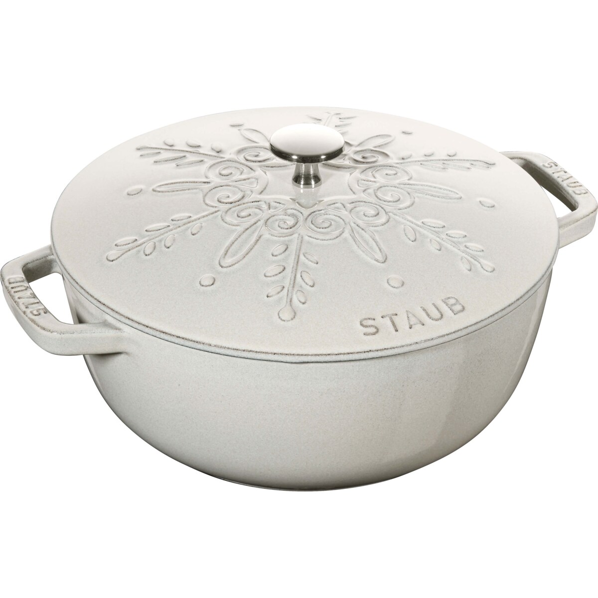 Garnek żeliwny okrągły snowflake Staub - Biały, 3.6 ltr