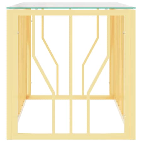 vidaXL Stolik kawowy, 110x45x45 cm, stal nierdzewna i szkło