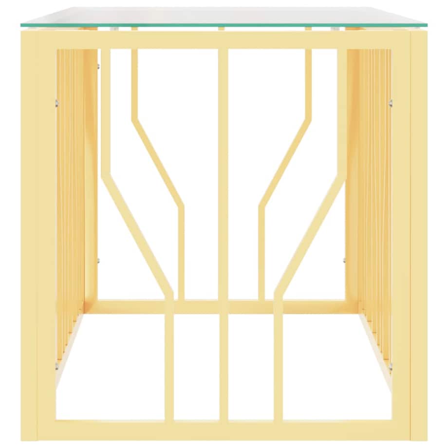 vidaXL Stolik kawowy, 110x45x45 cm, stal nierdzewna i szkło