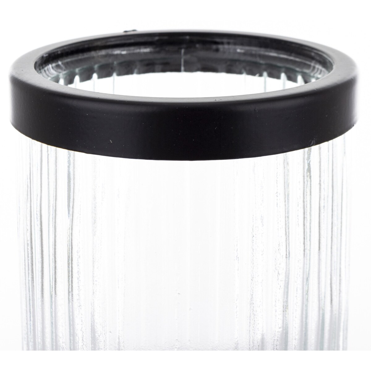 Świecznik szklany z czarnym metalem 22 cm