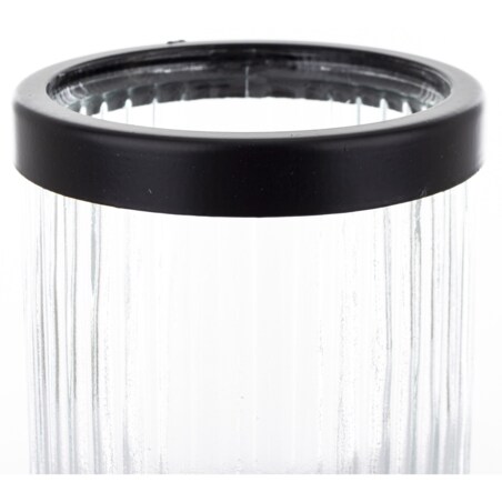 Świecznik szklany z czarnym metalem 22 cm