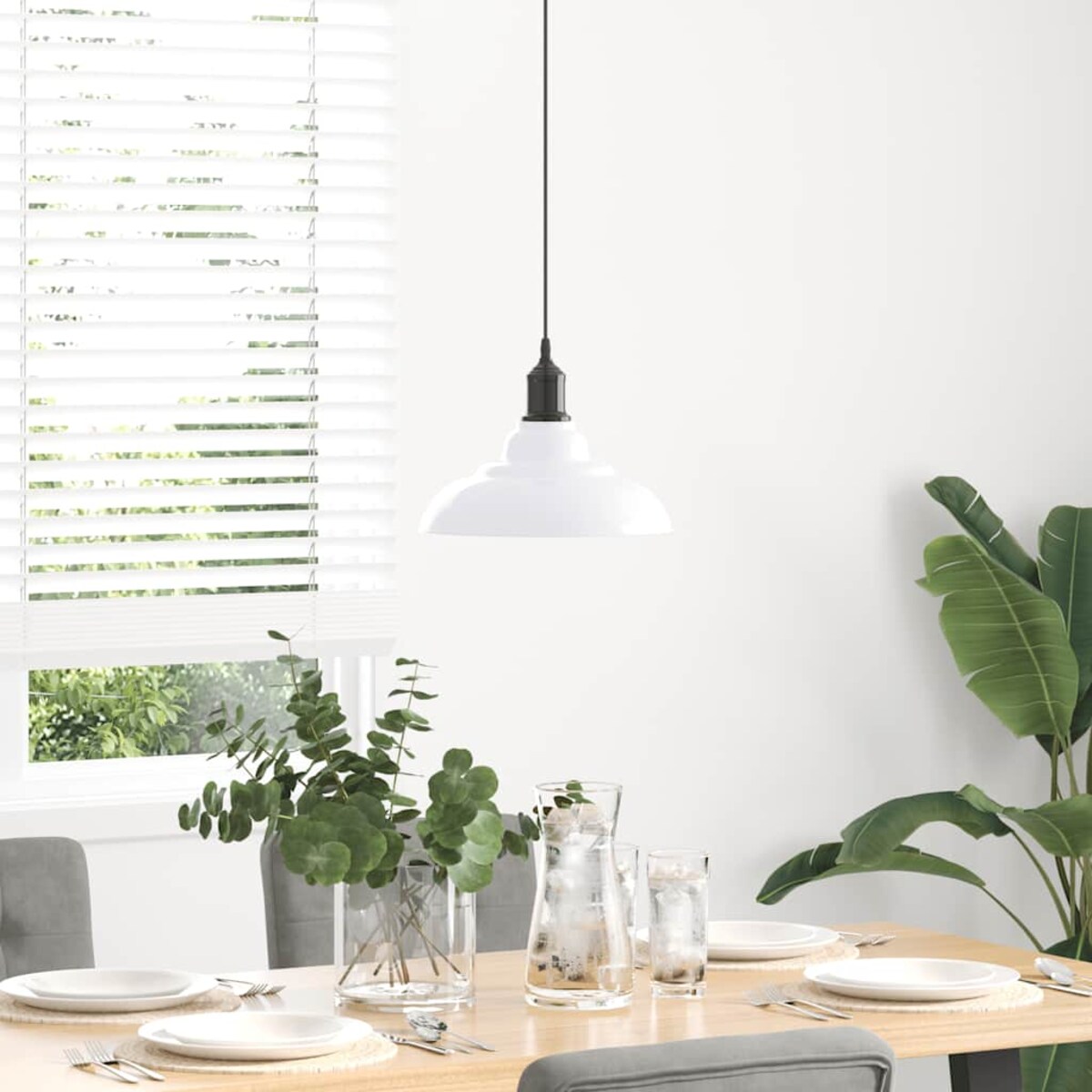 vidaXL Lampa wisząca z regulacją wysokości E27 połysk biały metal