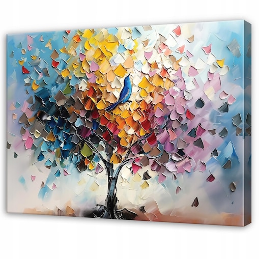 Obraz Do Sypialni Salonu Na Płótnie Drzewo Abstrakcja Kolorowy 100x70