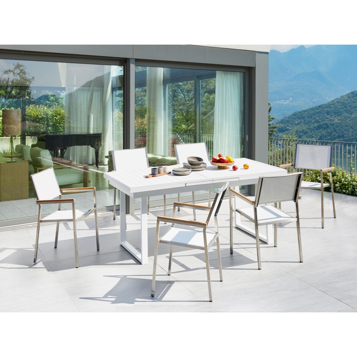 Zestaw ogrodowy dla 6 osób VALCANETTO/GROSSETO Metal Biały