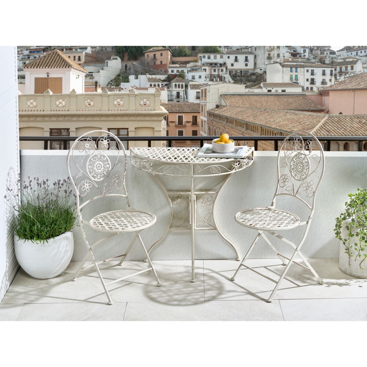 Stolik bistro YAVIZA 36 x 80 cm Metal Jasnobeżowy