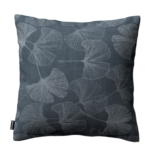 Poszewka Kinga na poduszkę 60x60 szaro-srebrne liście miłorzębu na grafitowym tle