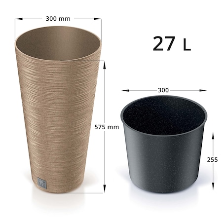 Zestaw 2X Doniczka Donica Ogrodowa Do Domu Na Taras Furu Slim Eco Wood Wysoka 48 Cm/57,5 Cm - Naturo Eco