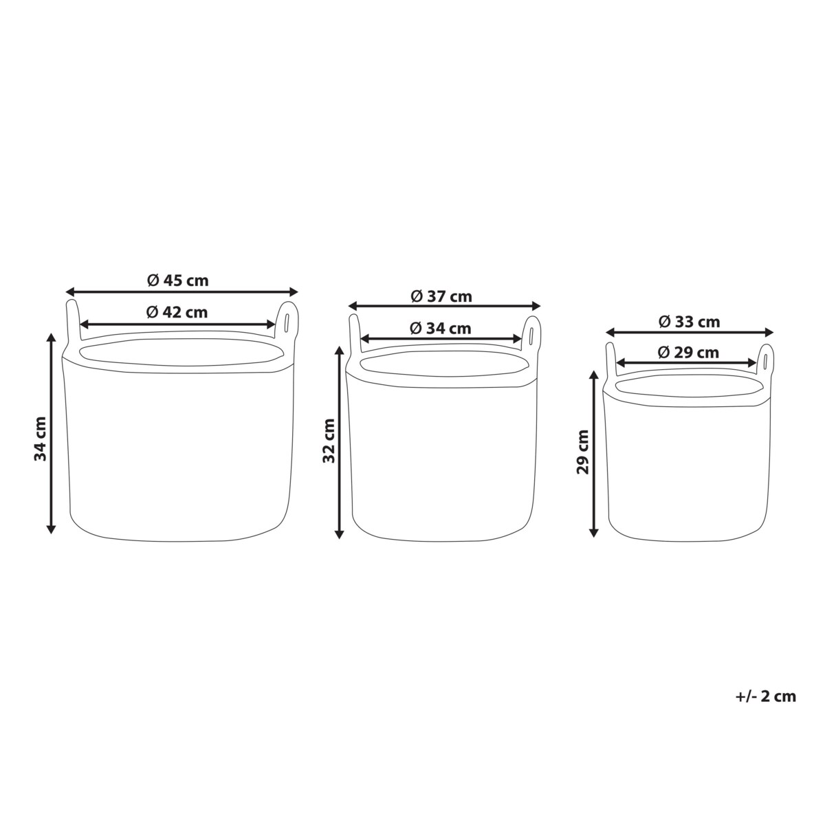 Zestaw 3 koszy na kwiaty z technorattanu brązowy PENDULA