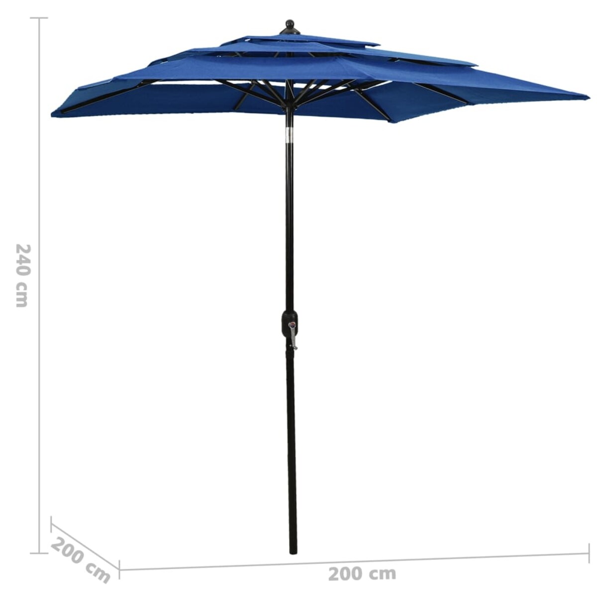 vidaXL 3-poziomowy parasol na aluminiowym słupku, niebieski, 2x2 m
