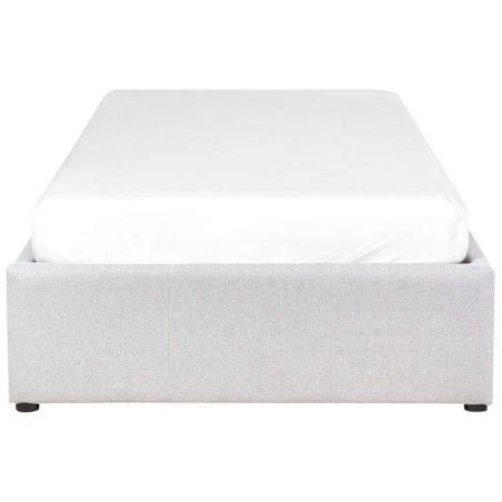 Łóżko z pojemnikiem tapicerowane 90 x 200 cm jasnoszare DINAN