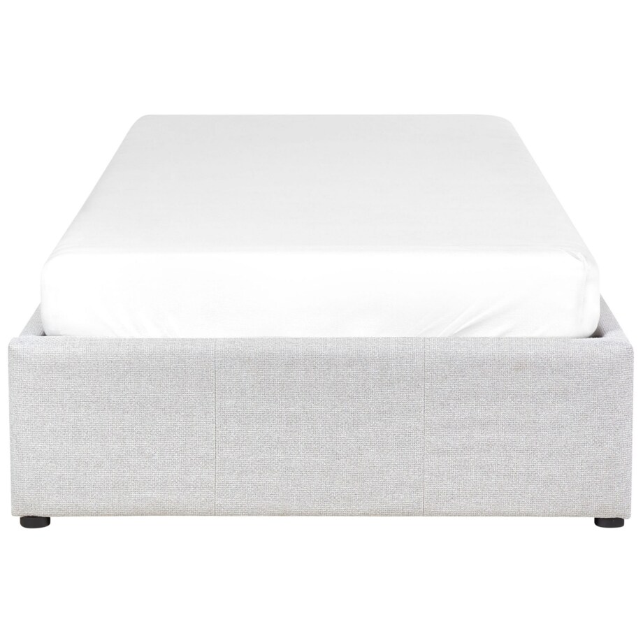 Łóżko z pojemnikiem tapicerowane 90 x 200 cm jasnoszare DINAN