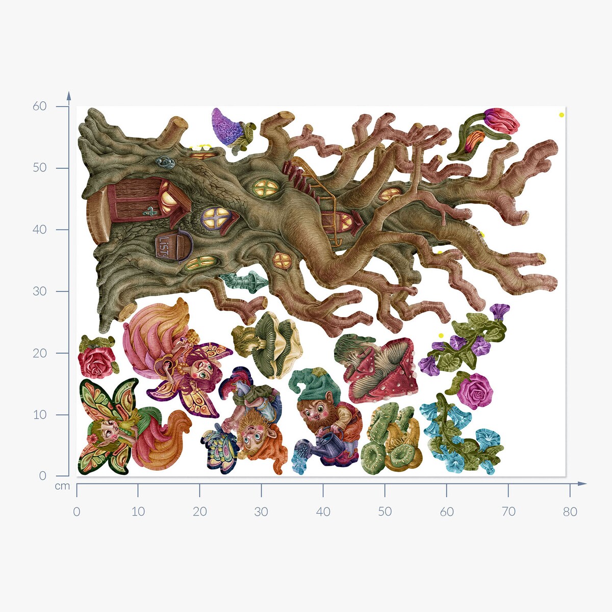 Zestaw naklejek na ścianę, Wróżkowy las, 60cm