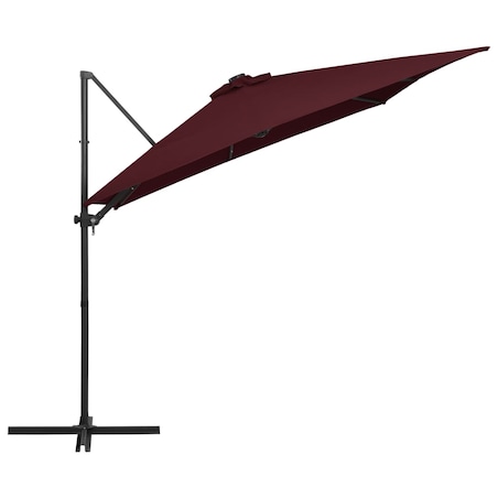 vidaXL Parasol wiszący z LED, bordowy, 250x250 cm