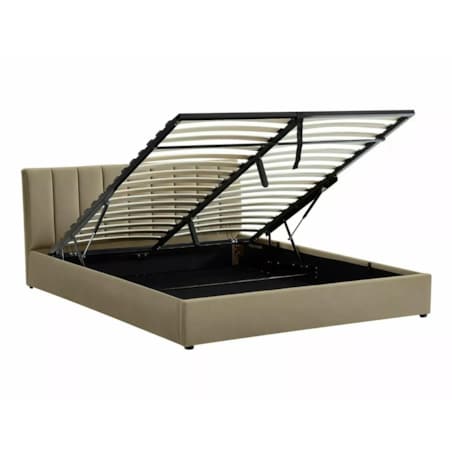 Łóżko tapicerowane MONTREAL VELVET 140x200 beżowe z pojemnikiem